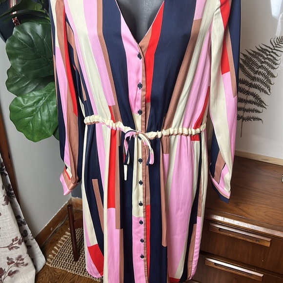 New Vero Moda Matilda Shirt Dress Drawstring Waist Long Sleeve Multi Color Dress - Picture 5 of 8